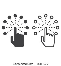 interactive touch screen interface line icon, outline and solid vector sign, linear and full pictogram isolated on white, logo illustration