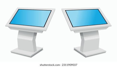Mesas de pantalla táctil interactiva de la ilustración 3d del vector
