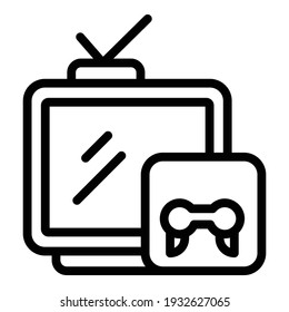 Interactive tv gaming icon. Outline interactive tv gaming vector icon for web design isolated on white background