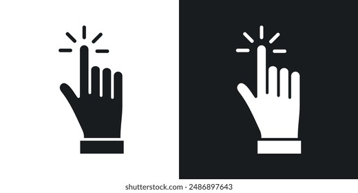 Interactive vector icon set in solid black and white color