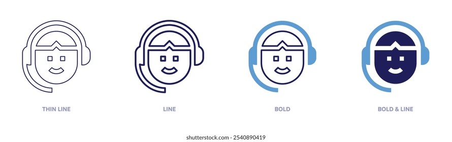 Interactive voice response icon in 4 different styles. Thin Line, Line, Bold, and Bold Line. Duotone style. Editable stroke.
