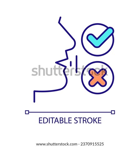 Interactive voice response RGB color icon. Control with spoken command. Opportunity to choose. Communication. Isolated vector illustration. Simple filled line drawing. Editable stroke. Arial font used