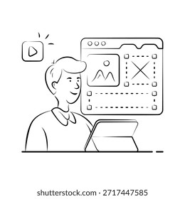 Ilustração de site interativo com IU moderna e conceito de codificação