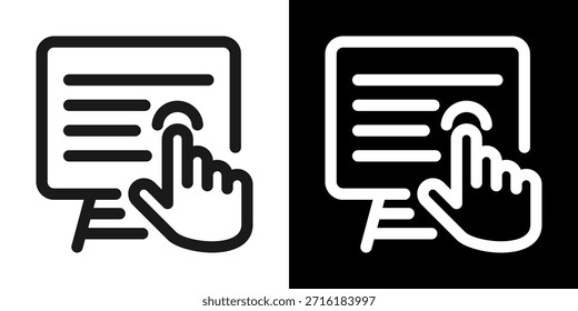 Ícone De Linha De Quadro De Comunicações Interativo Em Estilo Preto E Branco
