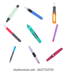 interactive whiteboard pen set cartoon. technology education, teaching learning, digital writing interactive whiteboard pen sign. isolated symbol vector illustration