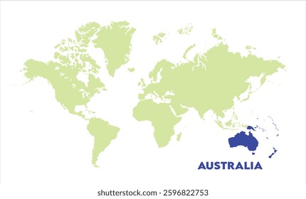 Interactive world map with Australia focus-10, Map of Australia, highlighted on the world map, Australia on the world map, Satellite view, Australia location on the globe.