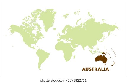 Interactive world map with Australia focus-11, Map of Australia, highlighted on the world map, Australia on the world map, Satellite view, Australia location on the globe.