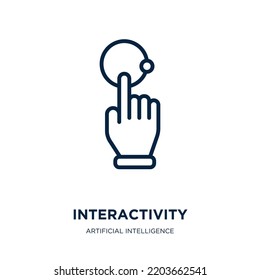 interactivity icon from artificial intelligence collection. Thin linear interactivity, communication, business outline icon isolated on white background. Line vector interactivity sign, symbol for web