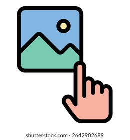 Ilustração em estilo de linha plana de ícone de interatividade representando o envolvimento do usuário e o design responsivo, adequado para mídia digital, desenvolvimento na Web e projetos relacionados à experiência do usuário
