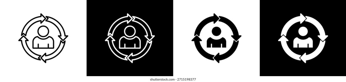 Conjunto de iconos de interactividad en línea y estilo de glifo sobre fondo blanco y negro