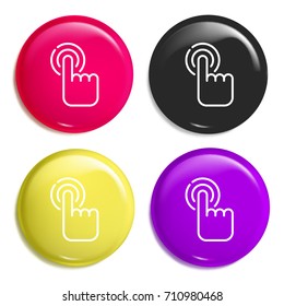 Interactivity multi color glossy badge icon set. Realistic shiny badge icon or logo mockup