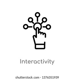 Interactivity Vector Line Icon. Simple Element Illustration. Interactivity Outline Icon From Augmented Reality Concept. Can Be Used For Web And Mobile