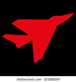 Intercepter vector icon. Style is flat red symbol, rounded angles, black background.