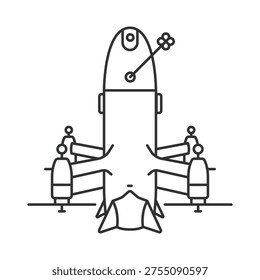 Interceptor drone icon in line design. interceptor drone air defense unmanned aerial vehicle anti drone system military technology security surveillance defense protection vector editable stroke icon