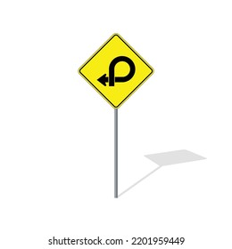 Interchange Highway Road Sign On Post Pole Vector Graphics