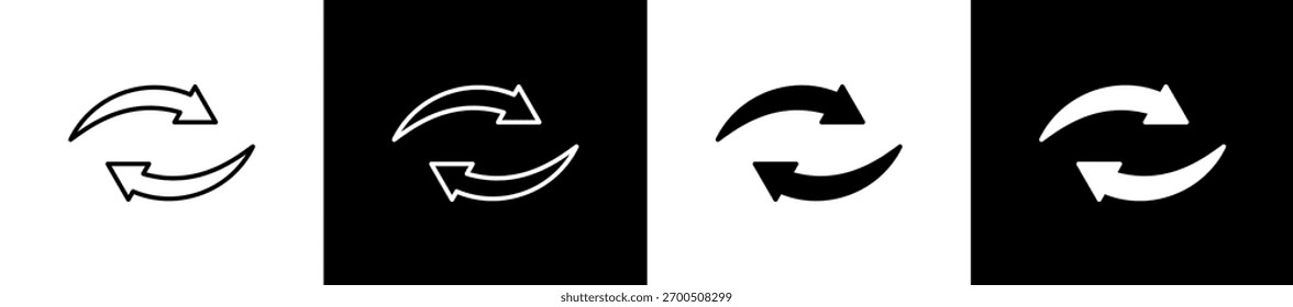 Austauschsymbol in Linien- und Glyphenformat auf schwarz-weißem Hintergrund