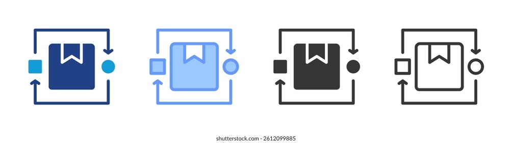 Interchangeability icon set multiple style collection