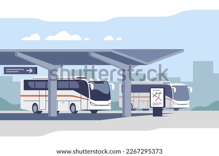 Intercity bus station. Waiting terminal for passenger carriage. Vector illustration for mobile and web graphics.