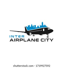 inter-city plane vector logo design