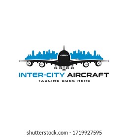 inter-city plane vector logo design