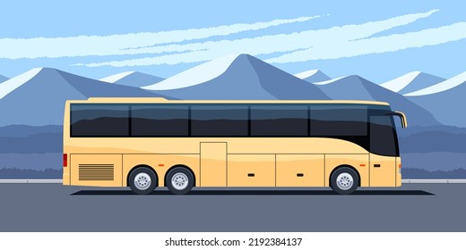 Intercity or tourist bus. Travel banner. Vector illustration