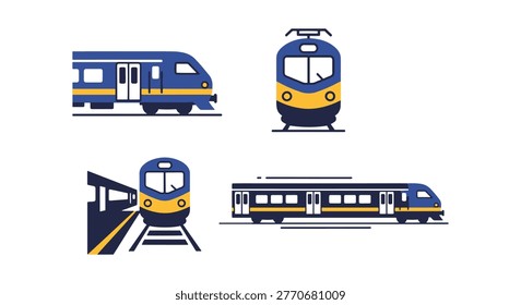 intercity train Line art simple decorative abstract vector