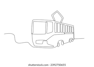 Un tren interurbano. Recorte de una línea de tranvía