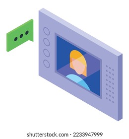 Intercom button icon isometric vector. Video door. System security