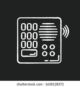 Intercom chalk white icon on black background. Talkback. Door phone. Voice communication device. Safety system. Security equipment. Entrance protection. Isolated vector chalkboard illustration