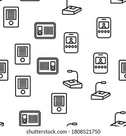 Intercom Communication Vector Seamless Pattern Thin Line Illustration