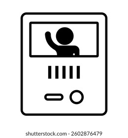 Intercom display showing visitor icon. Vector.