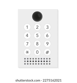 Intercom guard icon cartoon vector. Video door. Alarm camera. Modern intercom with a white camera on a transparent on a white background. Device for home security. Vector illustration
