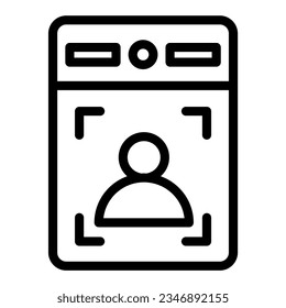 Intercom with guest line icon, smart home symbol, person recognition vector sign on white background, House videophone icon in outline for mobile web design. Vector graphics.