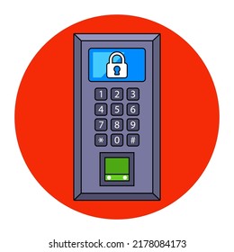 intercom is hanging on the wall. device for home security. flat vector illustration.