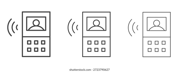 Icono de intercomunicador en estilo doodle de arte de línea. Signo de contorno de trazo editable, eps 10