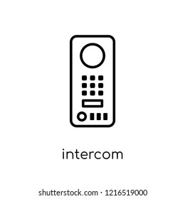 Intercom icon. Trendy modern flat linear vector Intercom icon on white background from thin line smart home collection, editable outline stroke vector illustration