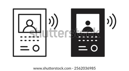 Intercom icons in flat and line style set.