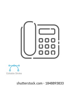 Intercom telephone icon. IP phones. Telephone call supply with fax for smart house communication. outline, line style pictogram. Editable stroke. Vector illustration. Design on white background EPS 10