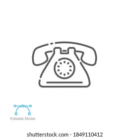 Intercom telephone icon. IP phones. Telephone call supply with fax for smart house communication. outline, line style pictogram. Editable stroke. Vector illustration. Design on white background EPS 10