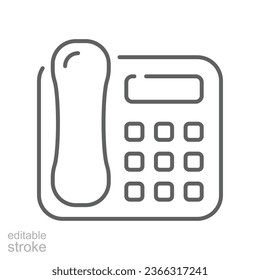 Intercom telephone icon. IP phones. Telephone call supply with fax for smart house communication. outline, line style pictogram. Editable stroke. Vector illustration. Design on white background EPS 10