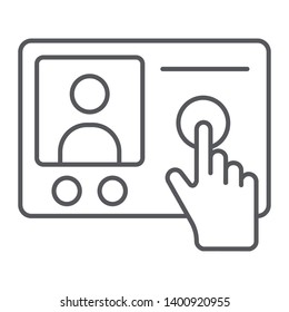 Intercom telephone thin line icon, communication and electronic, phone sign, vector graphics, a linear pattern on a white background, eps 10.