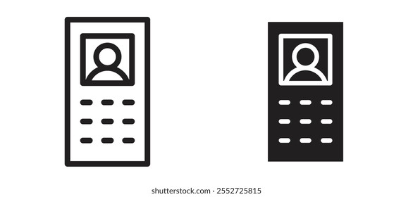 Conjunto de iconos de Vector de intercomunicador negro relleno y estilo delineado.