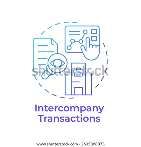 Intercompany transactions blue gradient concept icon. Activities between entities. Intra group financial process. Round shape line illustration. Abstract idea. Graphic design. Easy to use in booklet