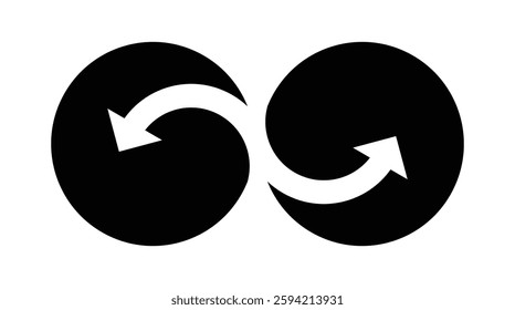 Interconnected arrows in circular motion harmonize with negative space, which is an abstract symbol of balance and flow.