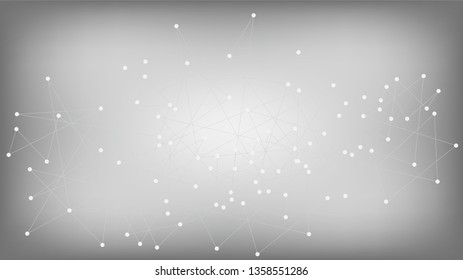 Interconnected Artificial Intelligence Network Nodes Vector Background. Big Data Digital Fractals Internet Web Structure. Blockchain Network Futuristic Nano Technology Design. Social Media Grid