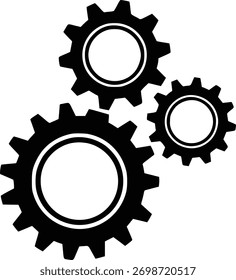 Engranajes blancos y negros interconectados que simbolizan el trabajo en equipo y la eficiencia del Industrial