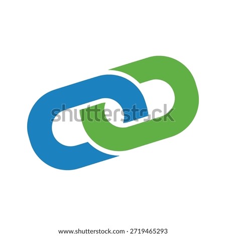 Interconnected blue and green chain links symbolizing unity and partnership