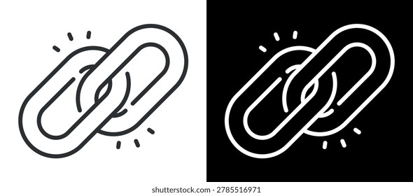 Interconnected chain links icon in minimalist black and white design