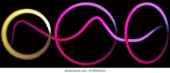 Círculos interconectados com cores vibrantes contra um elemento de design de plano de fundo preto