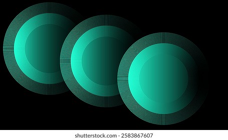 Interconnected Circular Abstract Design with Futuristic Teal and Gradient Patterns: A Modern, Stylish, and Aesthetic Concept for Corporate Innovation, Business Technology, Digital Marketing, and Pro

